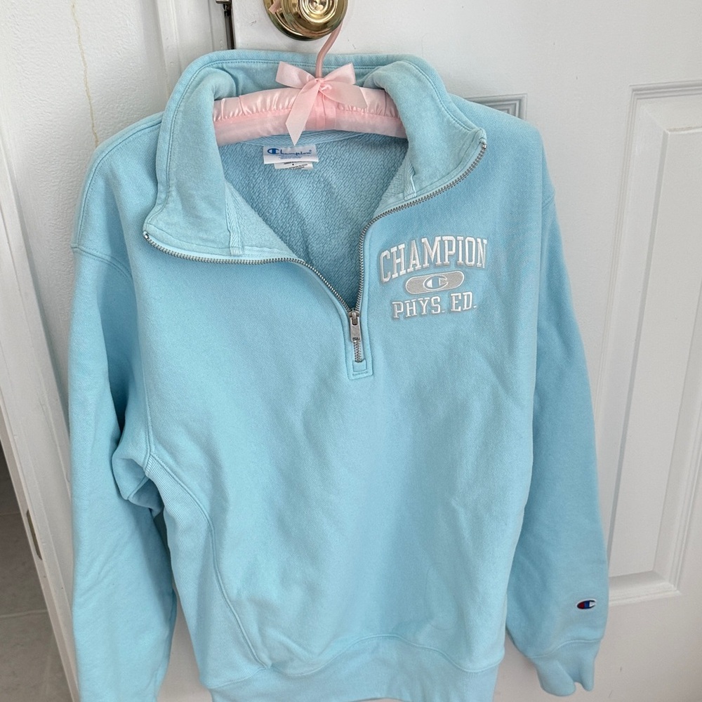 Champion Sky Blue Phys Ed Quarter-Zip Pullover